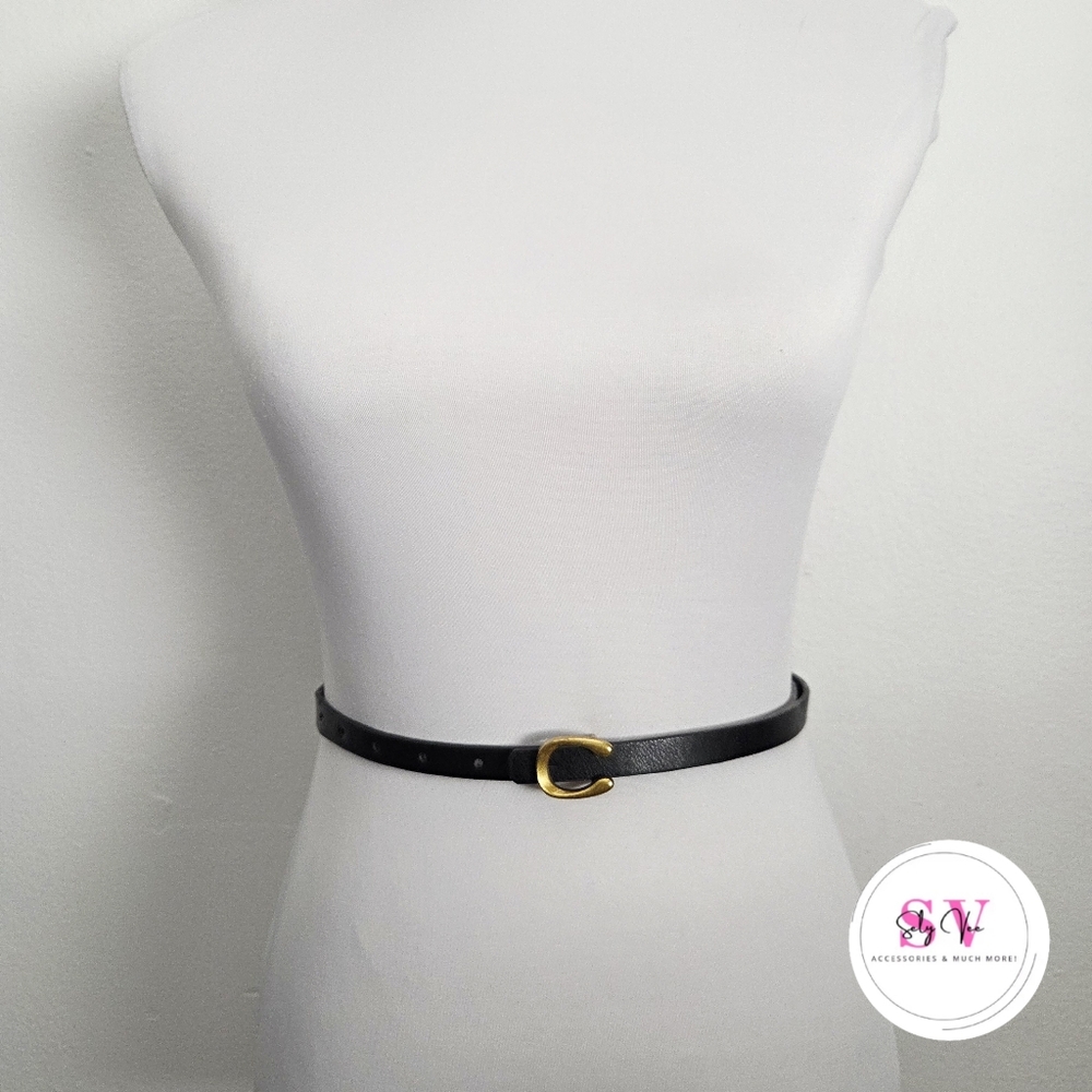 Thin Black Belt with Gold C Buckle